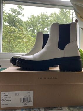 Lucky Brand Leather White Heeled Boots
